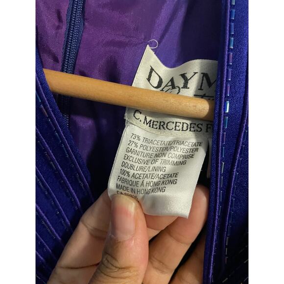 Vintage Womens Top Size 14 Blue Beaded V Neck Lined Ornate Formal Evening 90s - Picture 3 of 7